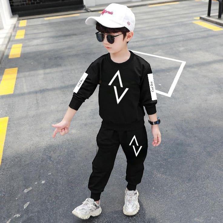 2 Pcs Boy's Blended Printed Tracksuit