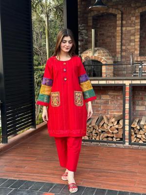 2 Pcs Women's Stitched Cotton Printed Suit