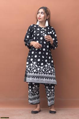 2 Pcs Women's Stitched Lawn Printed Shirt And Trouser