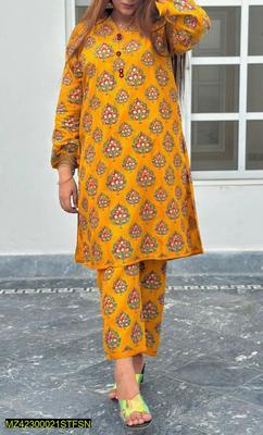 2 Pcs Women's Stitched Lawn Printed Suit