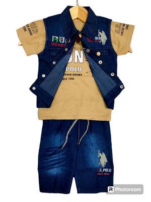 Boy's Printed Shirt And Denim Pants Set