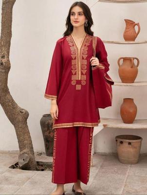 3 Pcs Women's Stitched Linen Printed Suit