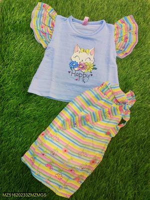 Baby Girl's Blended Shirt With Chiffon Trouser