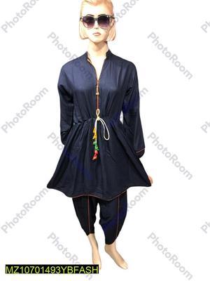 2 Pcs Women's Stitched Linen Suit