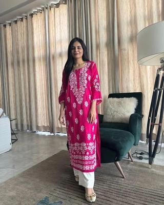 1 Pc Women's Stitched Cotton Embroidered Kurta