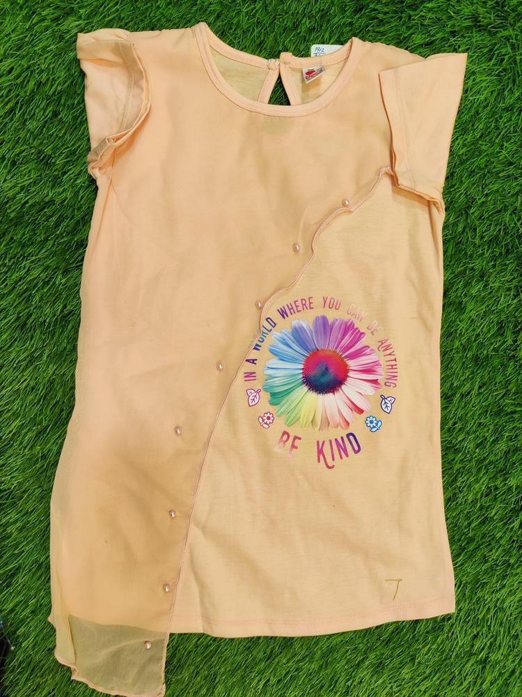 Girl's Stitched Blended Printed T-Shirt