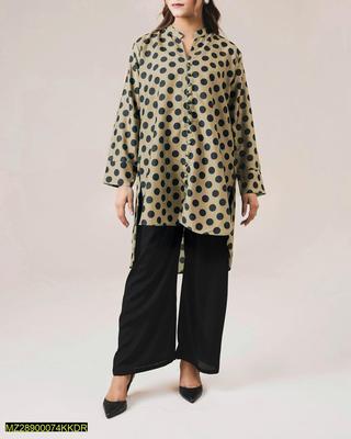 2 Pcs Women's Stitched Grip Printed Shirt And Trouser