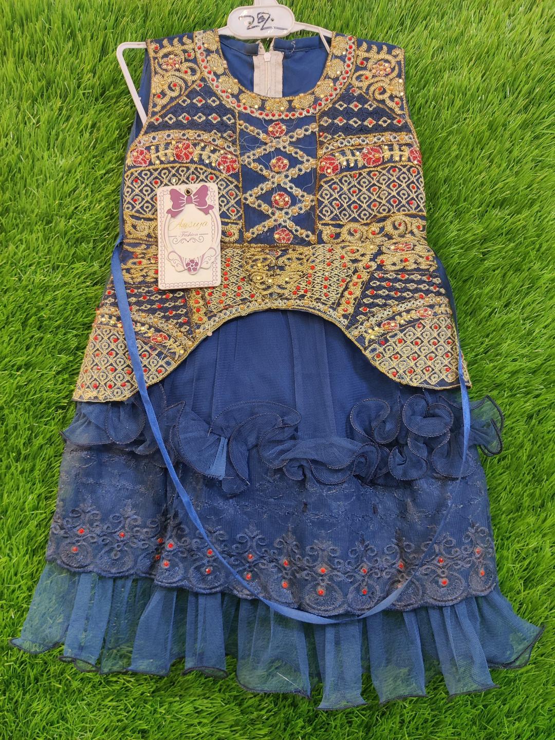 1 Pc Girl's Stitched Net Embroidered Frock