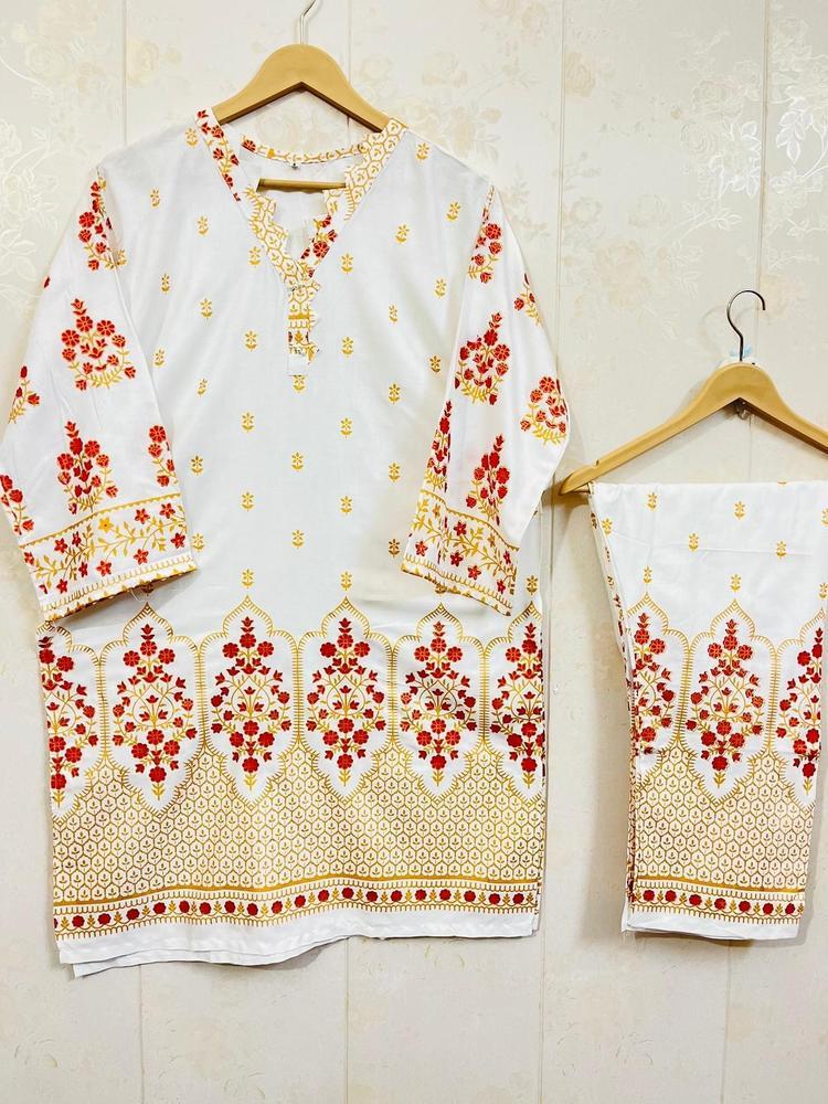 2 Pcs Women's Stitched Lawn Printed Suit