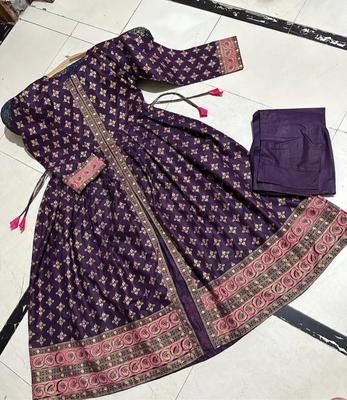 2 Pcs Women's Stitched Katan Silk Printed Suit