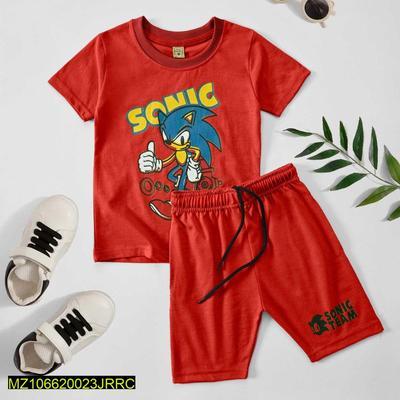 2 Pcs Jersey Printed T-Shirt And Shorts Set