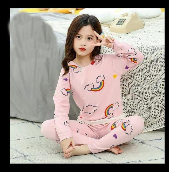 Kid's Stitched Cotton Printed Night Suit