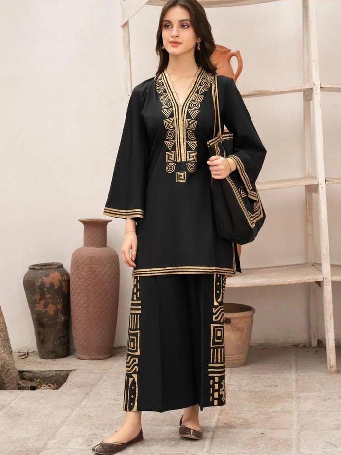 3 Pcs Women's Stitched Linen Printed Suit