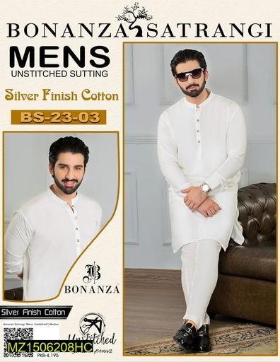 Men's Unstitched Cotton Plain Suit