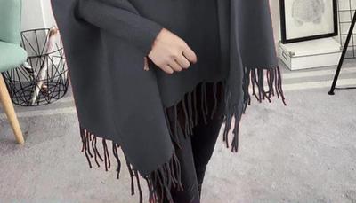 Women's Fleece Plain Poncho Cape Shawl