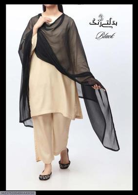 1 Pc Women's Stitched Chiffon Plain Dupatta