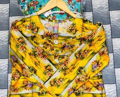 2 Pcs Women's Stitched Lawn Digital Print Shirt And Trouser