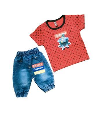 2 Pcs New Born Baby Cotton Blended T-Shirt And Knicker Set