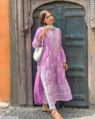 1 Pc Women's Stitched Linen Embroidered Kurta