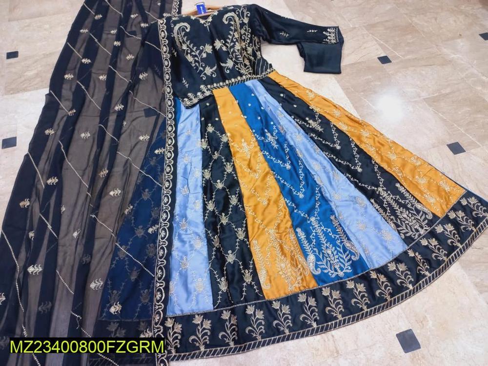 2 Pcs Women's Stitched Silk Maxi