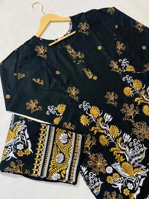 2 Pcs Women Stitched Lawn Printed Suit