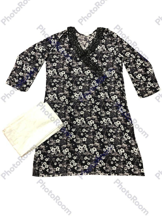 2 Pcs Women's Stitched Lawn Printed Suit