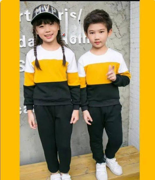 2 Pcs Kids Fleece Plain Sweatshirt Tracksuit