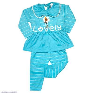 2 Pcs Baby Girl Jersey frock With Trouser