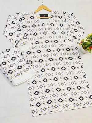 2 Pcs Women Stitched Lawn Printed Suit