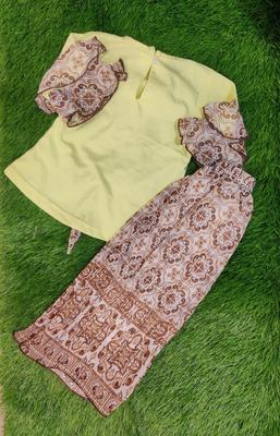 Blended Printed Shirt And Chiffon Trouser Set