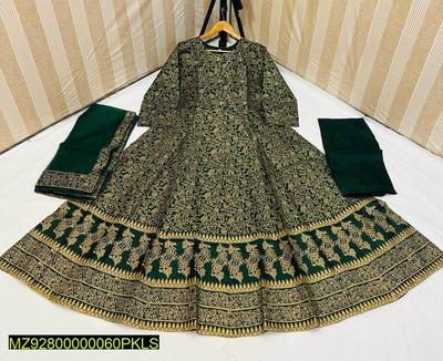 3 Pcs Women's Stitched Katan Silk Printed Suit