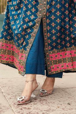 2 Pcs Women's Stitched Katan Silk Printed Suit