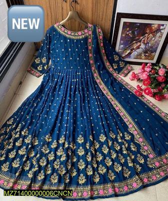 3 Pcs Women's Stitched Silk Embroidered Maxi