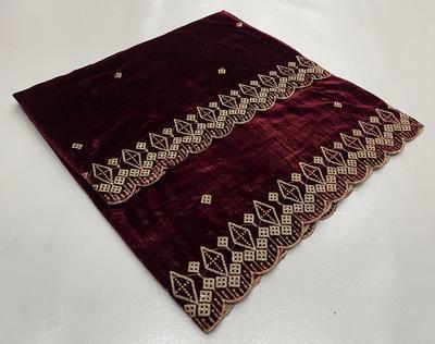 Women's Velvet Embroidered Border Shawl