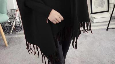 Women's Fleece Plain Poncho Cape Shawl