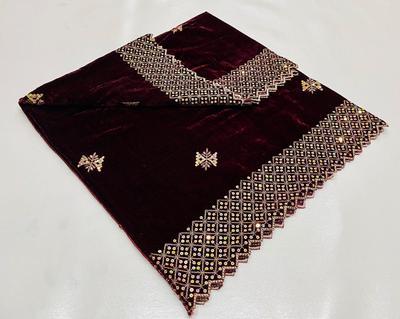 Women's Velvet Embroidered Border Shawl