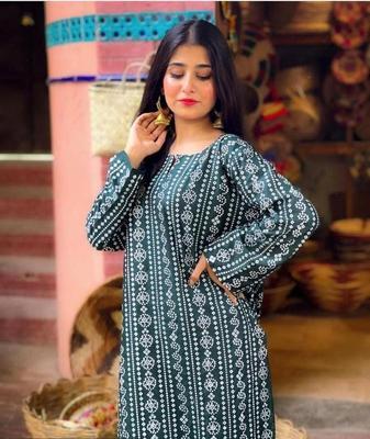 2 Pcs Women's Stitched Linen Block Printed Shirt And Trouser