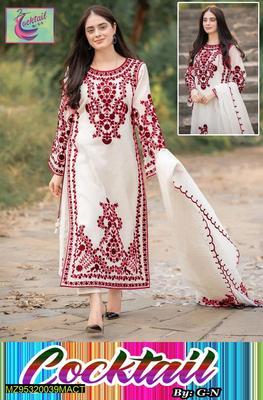 3 Pcs Women's Stitched Organza Embroidered Suit