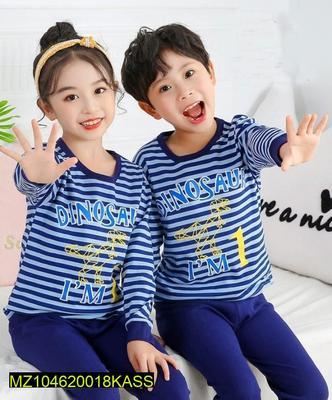 Kid's Stitched Cotton Printed Night Suit