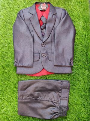 4 Pcs Boy's Stitched Cotton Plain Pant Coat