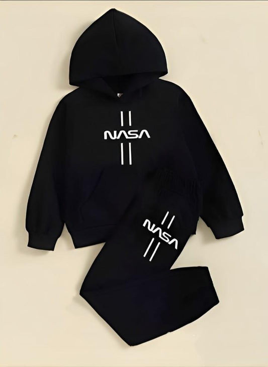 2 Pcs Boy's Fleece Printed Hoodie Tracksuit