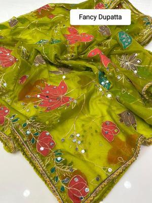 1 Pc Women's Stitched Organza Hand Embroidered Dupatta