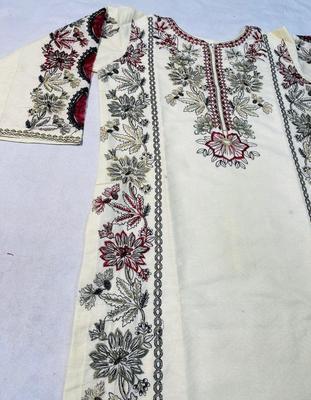 2 Pcs Women's Stitched Cotton Embroidered Shirt And Trouser