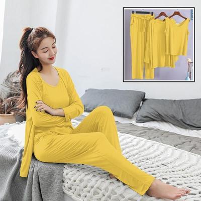 3 Pcs Women's Stitched Cotton Jersey Plain Sleepwear