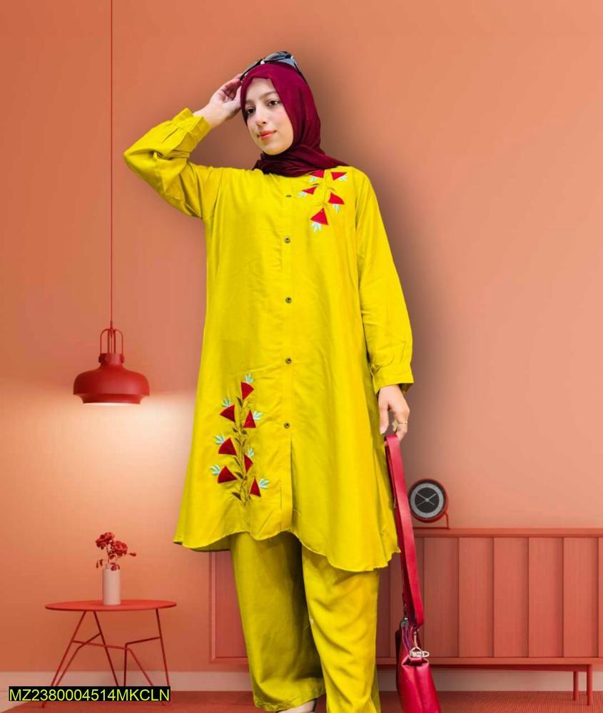 3 Pcs Women's Stitched Lawn Applique Suit