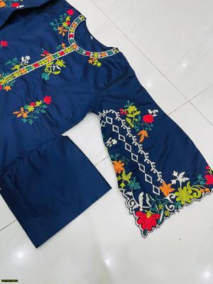 2 Pcs Women's Stitched Khaadi Net Embroidered Suit