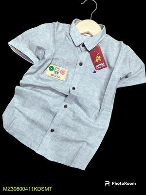 1 Pc Boy's Stitched Cotton Printed Dress Shirt