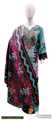 3 Pcs Women's Stitched Lawn Embroidered Suit