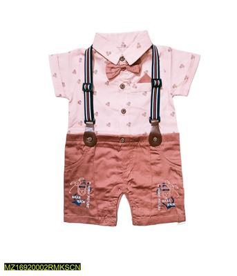 1 PC Baby Boy Stitched Printed Gales Bow Style Romper Set