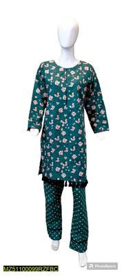 2 Pcs Women's Stitched Cotton Wool Printed Suit